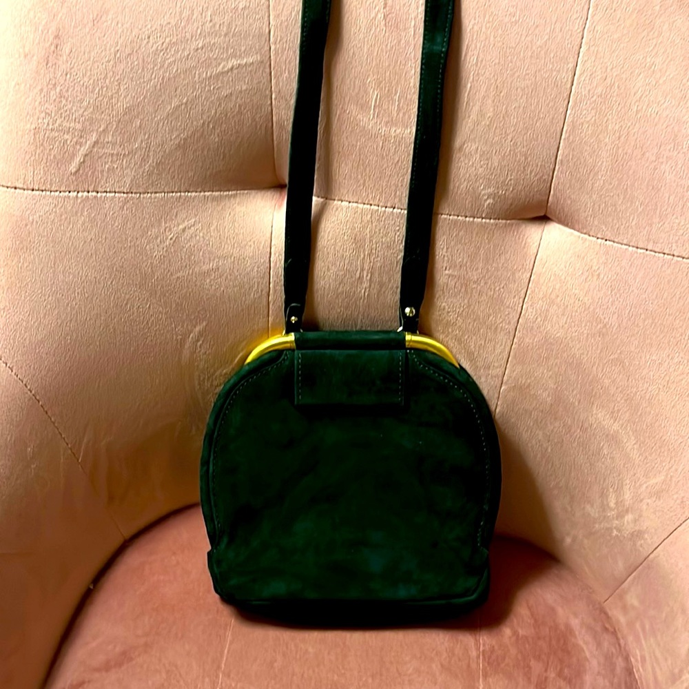 Vintage Donna Karan Forest Green Suede Bag